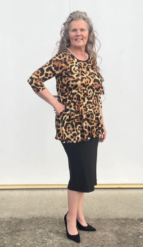 RC Original Cheetah Print Ruffle Top: Small FINAL SALE! Cannot Be Returned!