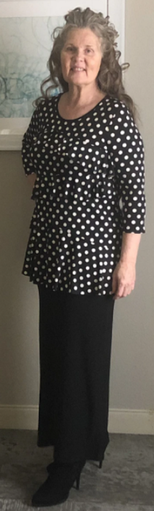 RC BLACK Polka Dot Ruffle TOP : S-M Final Sale!  Cannot Be Returned!