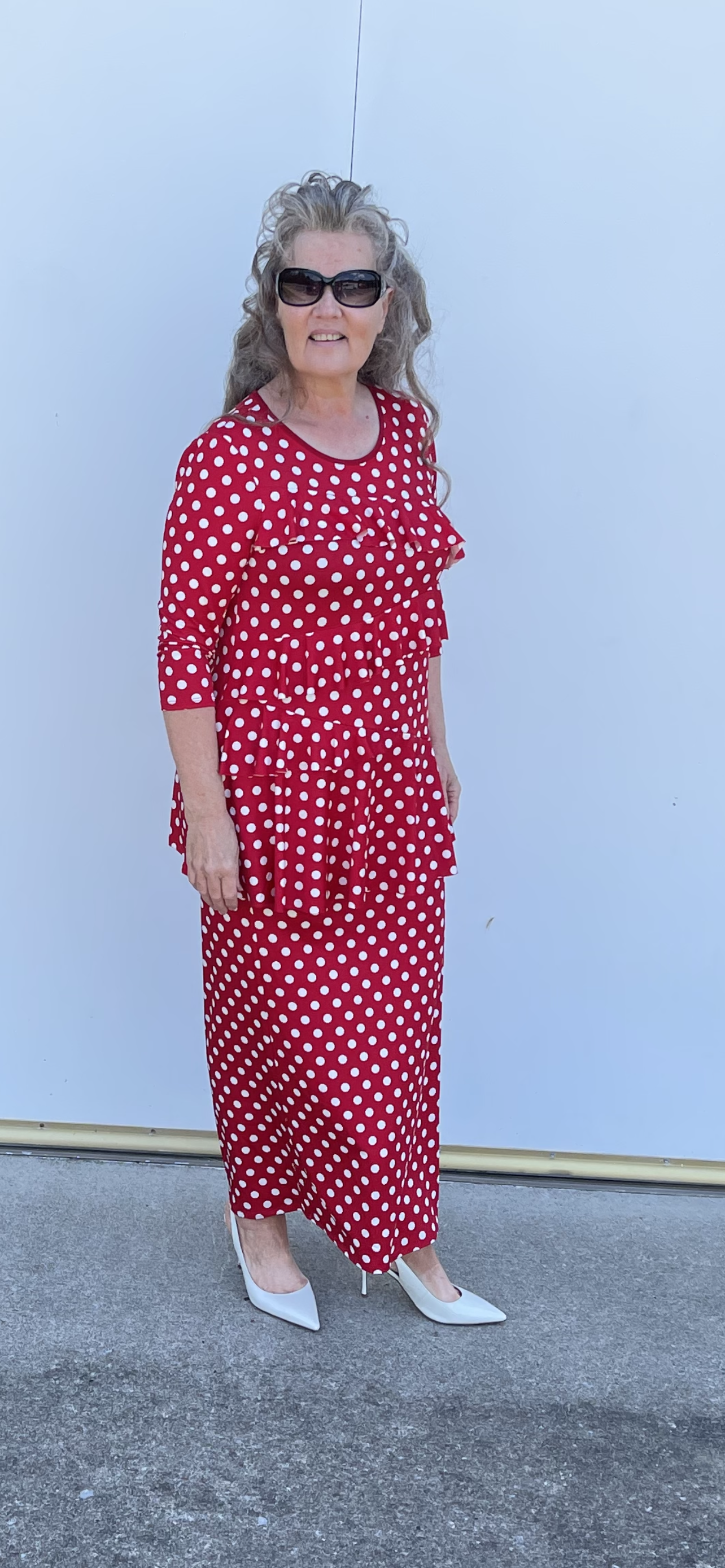 RC BLACK Polka Dot Ruffle TOP : S-M Final Sale!  Cannot Be Returned!