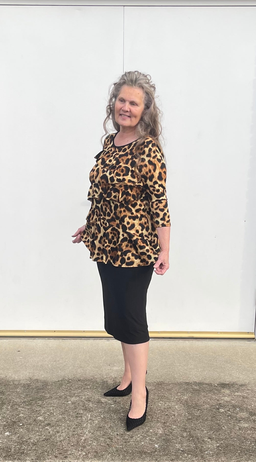 RC Original Cheetah Print Ruffle Top: Small FINAL SALE! Cannot Be Returned!