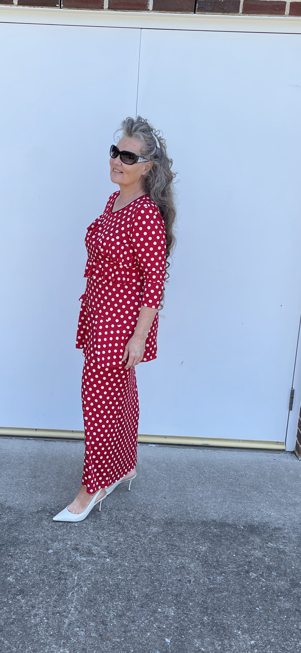 RC BLACK Polka Dot Ruffle TOP : S-M Final Sale!  Cannot Be Returned!