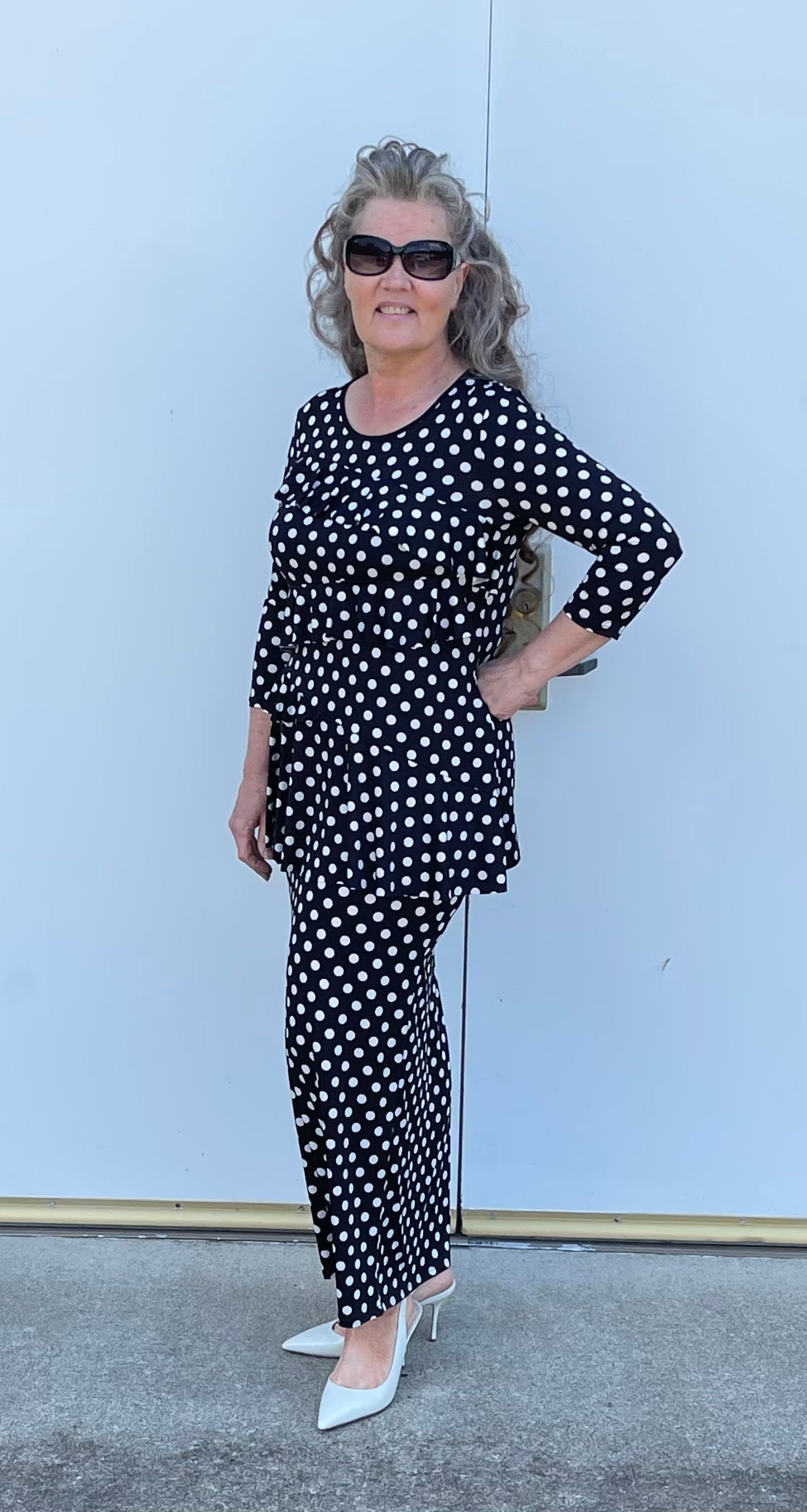 RC BLACK Polka Dot Ruffle TOP : S-M Final Sale!  Cannot Be Returned!