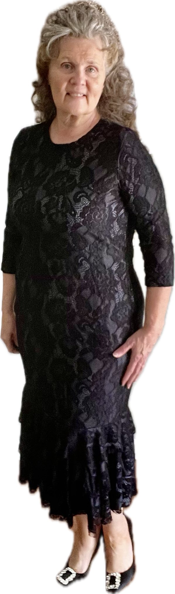 BLACK LACE MIDI DRESS WITH LINING  S-M, FINAL SALE! Cannot Be Returned!