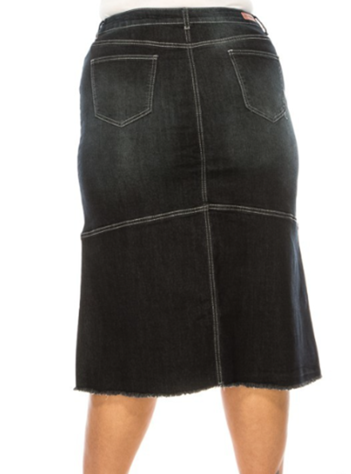 NEW! The "Ebony" Black Wash Jean Skirt: S-3X