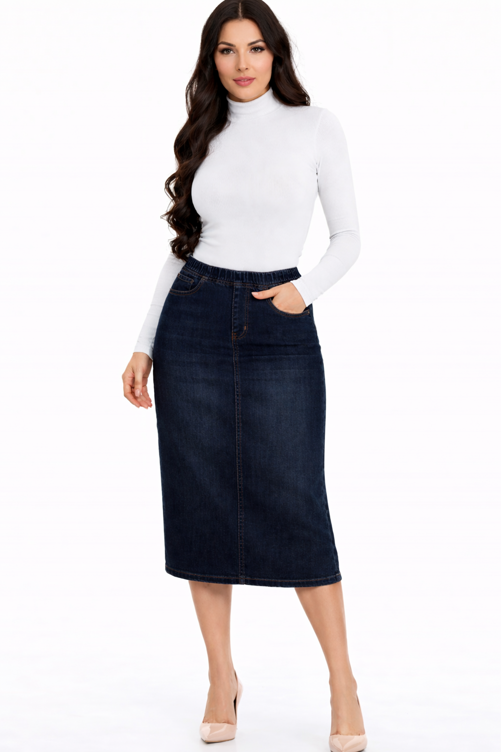 "Juliet"  Dark Indigo  Wash (#104)  XS-5X Best Selling! (Elastic Waist)