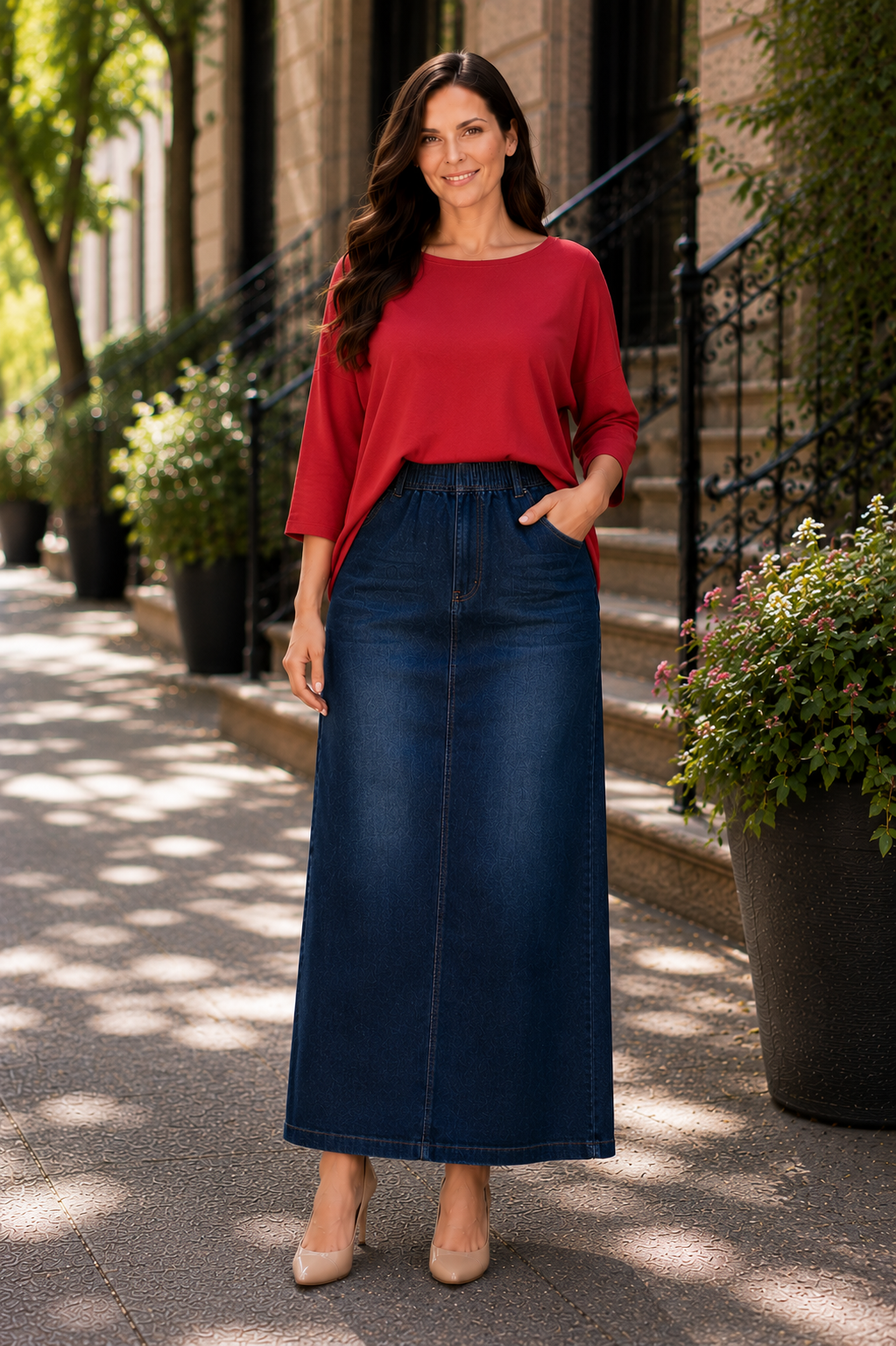 "Trudy"  Dark Indigo XS-3X (Elastic Waist)