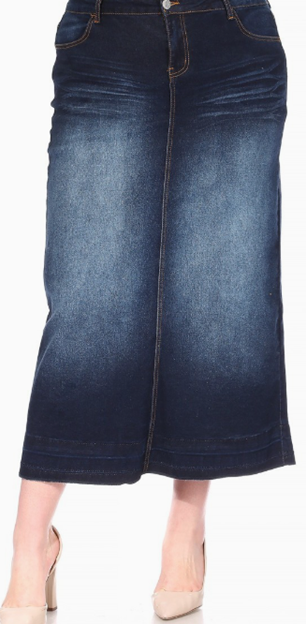 NEW! "Lenora" Dark Indigo Maxi Jean Skirt (Zipper style) XL-3X