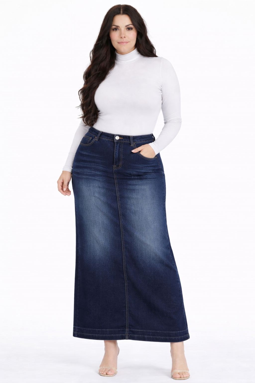 NEW! "Lenora" Dark Indigo Maxi Jean Skirt (Zipper style) XL-3X