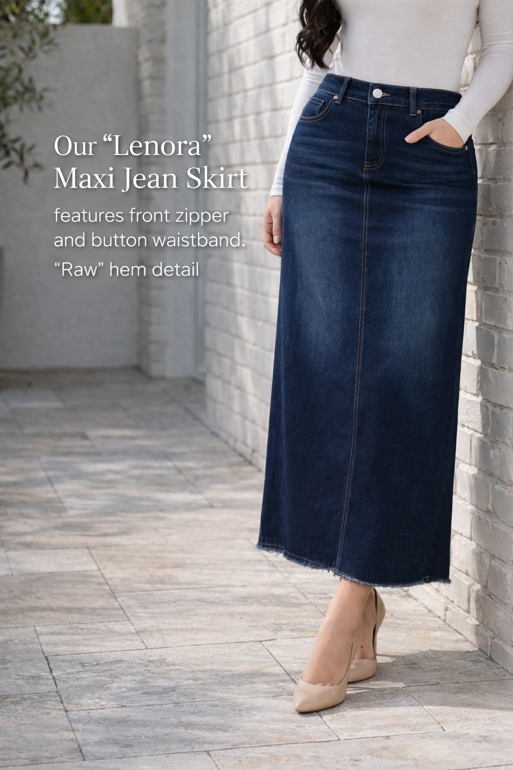 NEW! "Lenora" Dark Indigo Maxi Jean Skirt (Zipper style) XL-3X