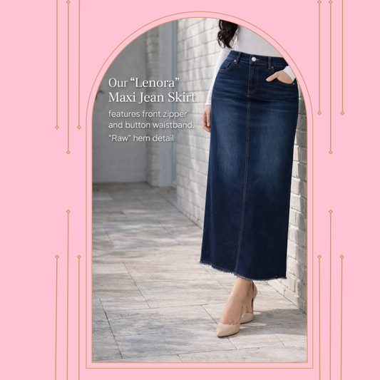 NEW! "Lenora" Dark Indigo Maxi Jean Skirt (Zipper style) XL-3X