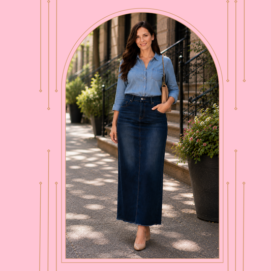 NEW! "Lenora" Dark Indigo Maxi Jean Skirt (Zipper style) S-3X