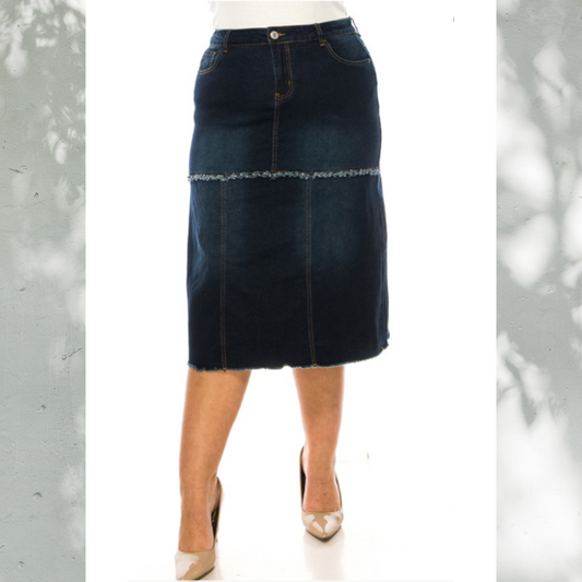 NEW! "Darla" 32" Jean Skirt S-3X  Arriving In Stock: 1/23