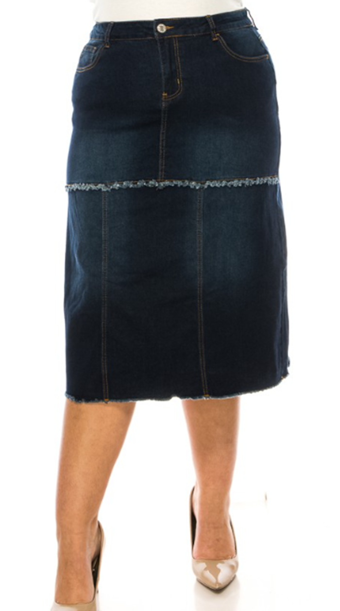 NEW! "Darla" 32" Jean Skirt S-3X  Arriving In Stock: 1/23