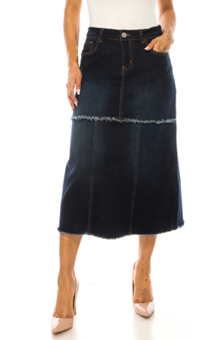 NEW! "Darla" 32" Jean Skirt S-3X  Arriving In Stock: 1/23