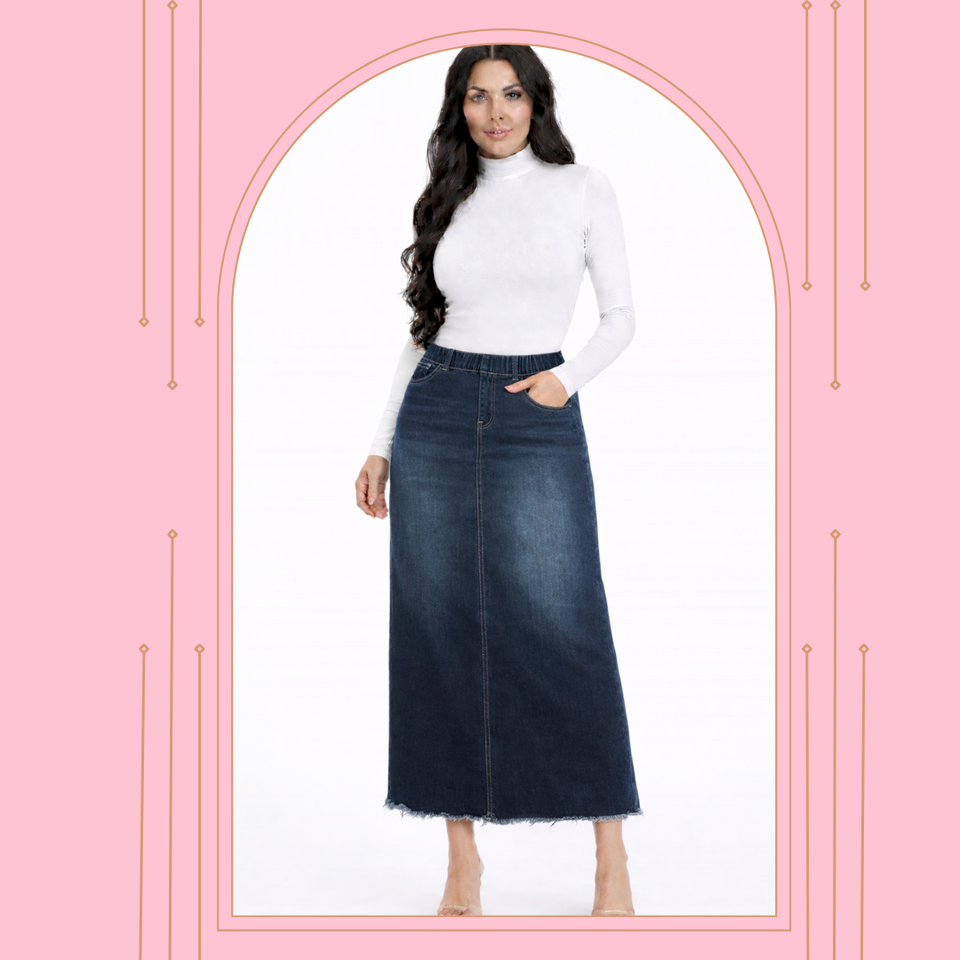 NEW!  "Trudy- Too" -Raw Hem Style-  Dark Indigo S-3X (Elastic Waist)