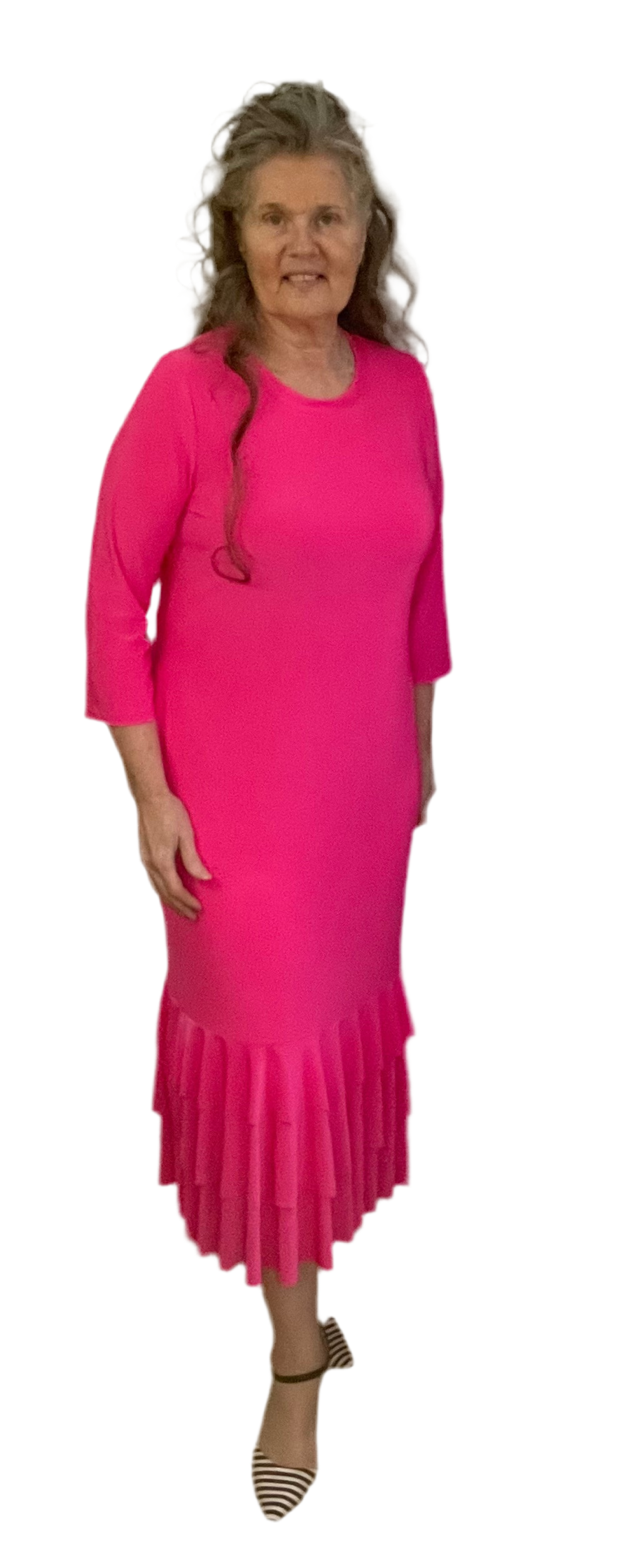 Fuchsia Ruffle Hem Dress: S-3X