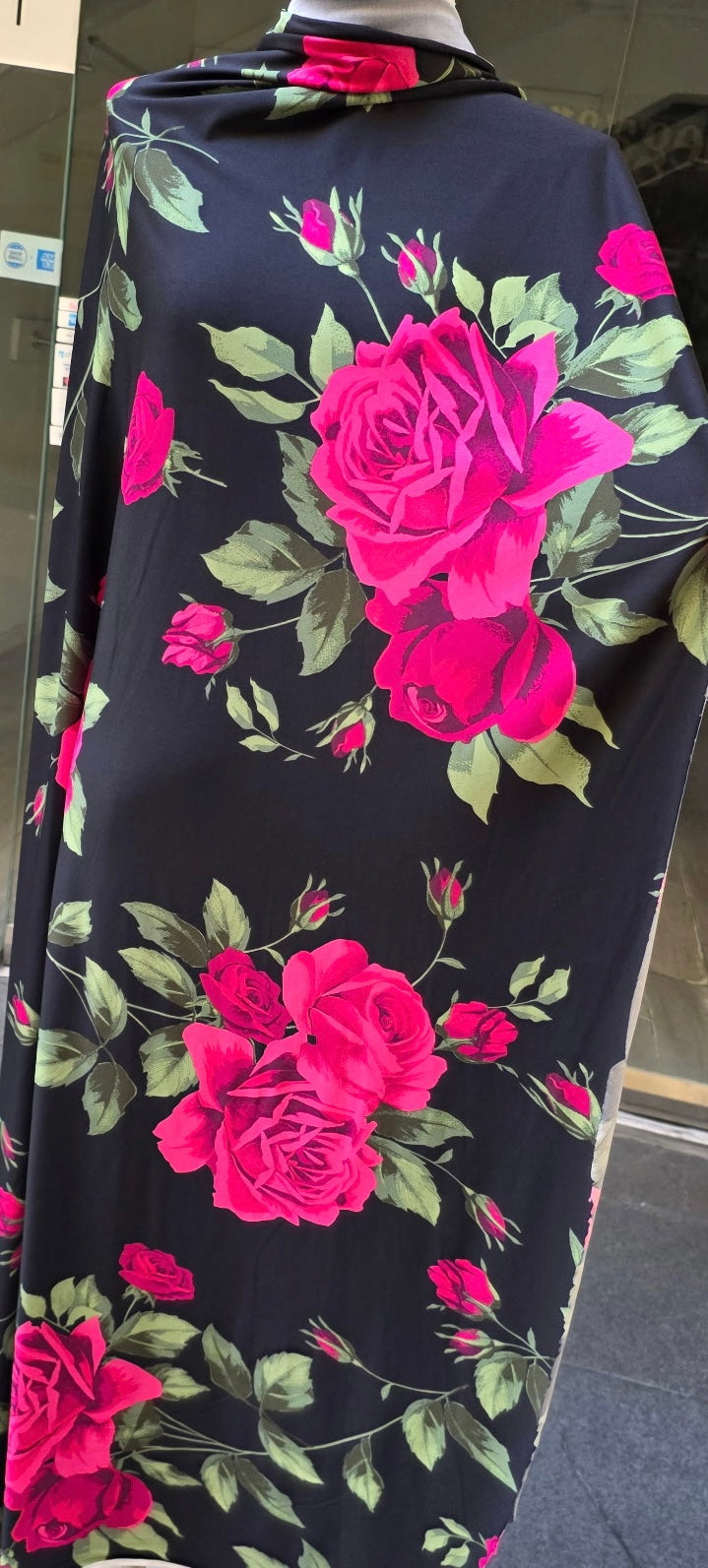 Pre-Order-New "Rosalyn" Black/Pink Roses Print Dress: S-3X (Arriving Late Oct)
