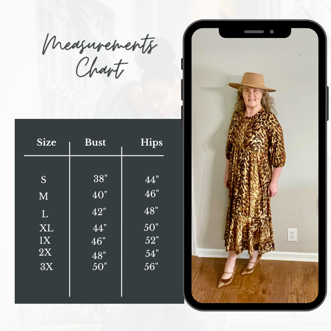 "Lynda" Animal Print Dress: S-L  & 1X   FINAL SALE! Cannot Be Returned!
