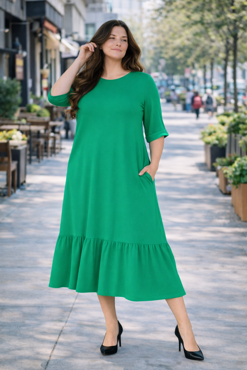 "Emerald" “Oversized “ Green Plus Dress: 1X-3X  (Fits up to 5X) FINAL SALE! Cannot be Returned!