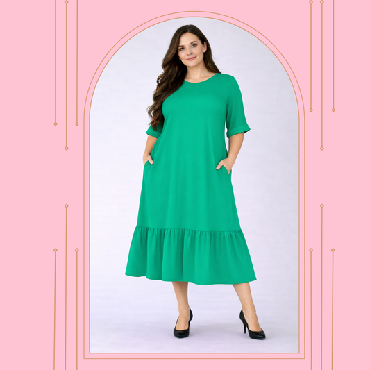 "Emerald" “Oversized “ Green Plus Dress: 1X-3X  (Fits up to 5X) FINAL SALE! Cannot be Returned!
