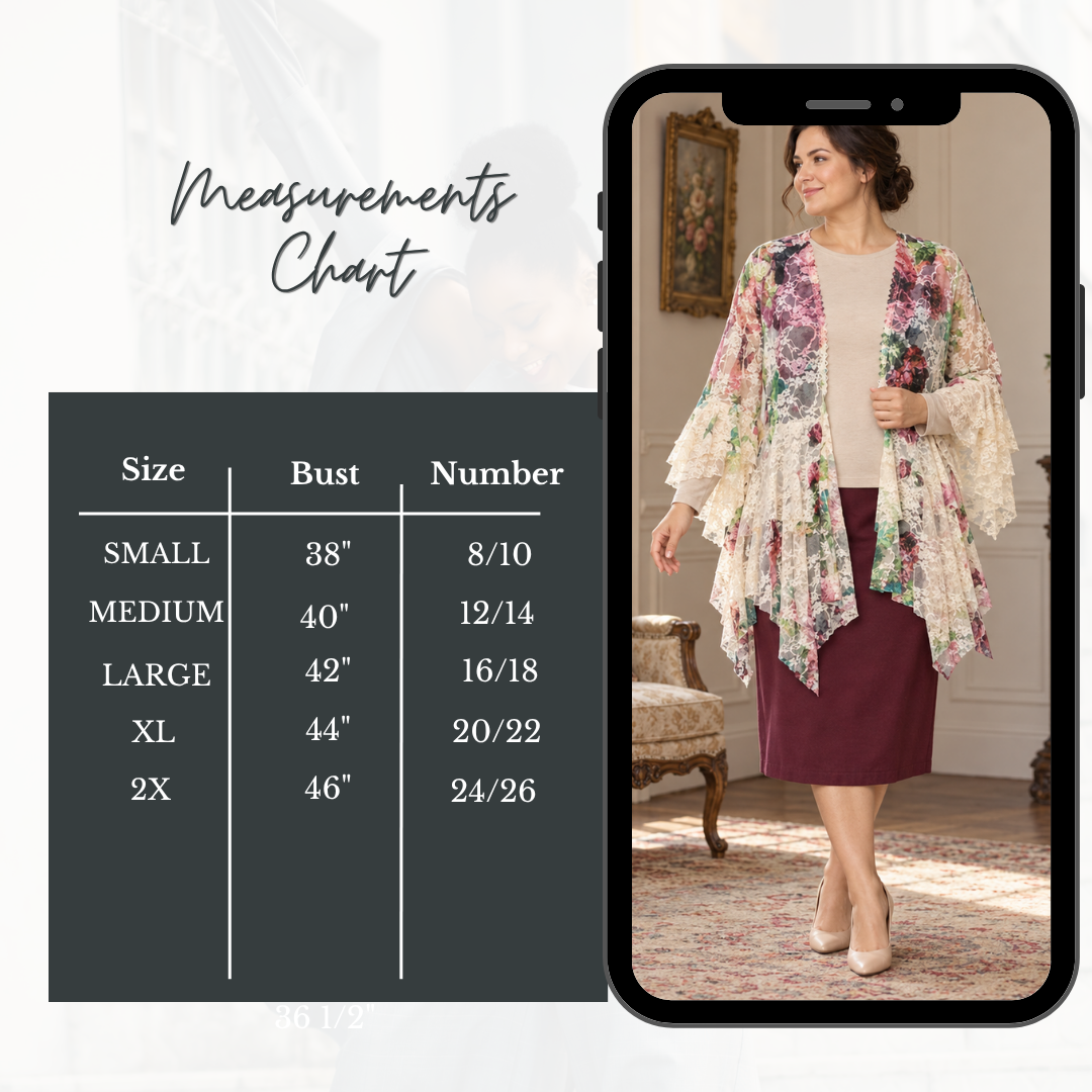 Pre-Order: New! Big Rose Floral Lace Cardigan: S-2X  Arriving In Stock: 10/7