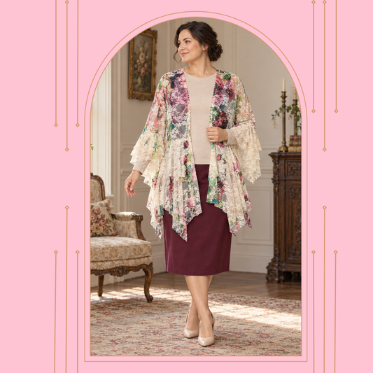 Pre-Order: New! Big Rose Floral Lace Cardigan: S-2X  Arriving In Stock: 10/7