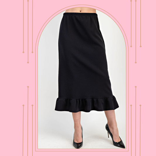 Black Ruffle Skirt: S- FINAL SALE! Cannot Be Returned!