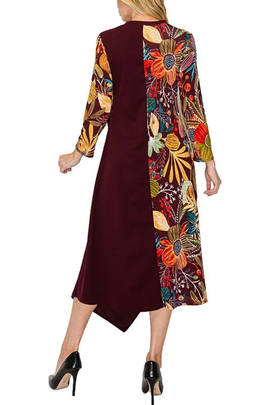 NEW! "Charlotte" Black/Floral Asymmetric Tie Dress: S-L  Arriving In Stock: 10/31