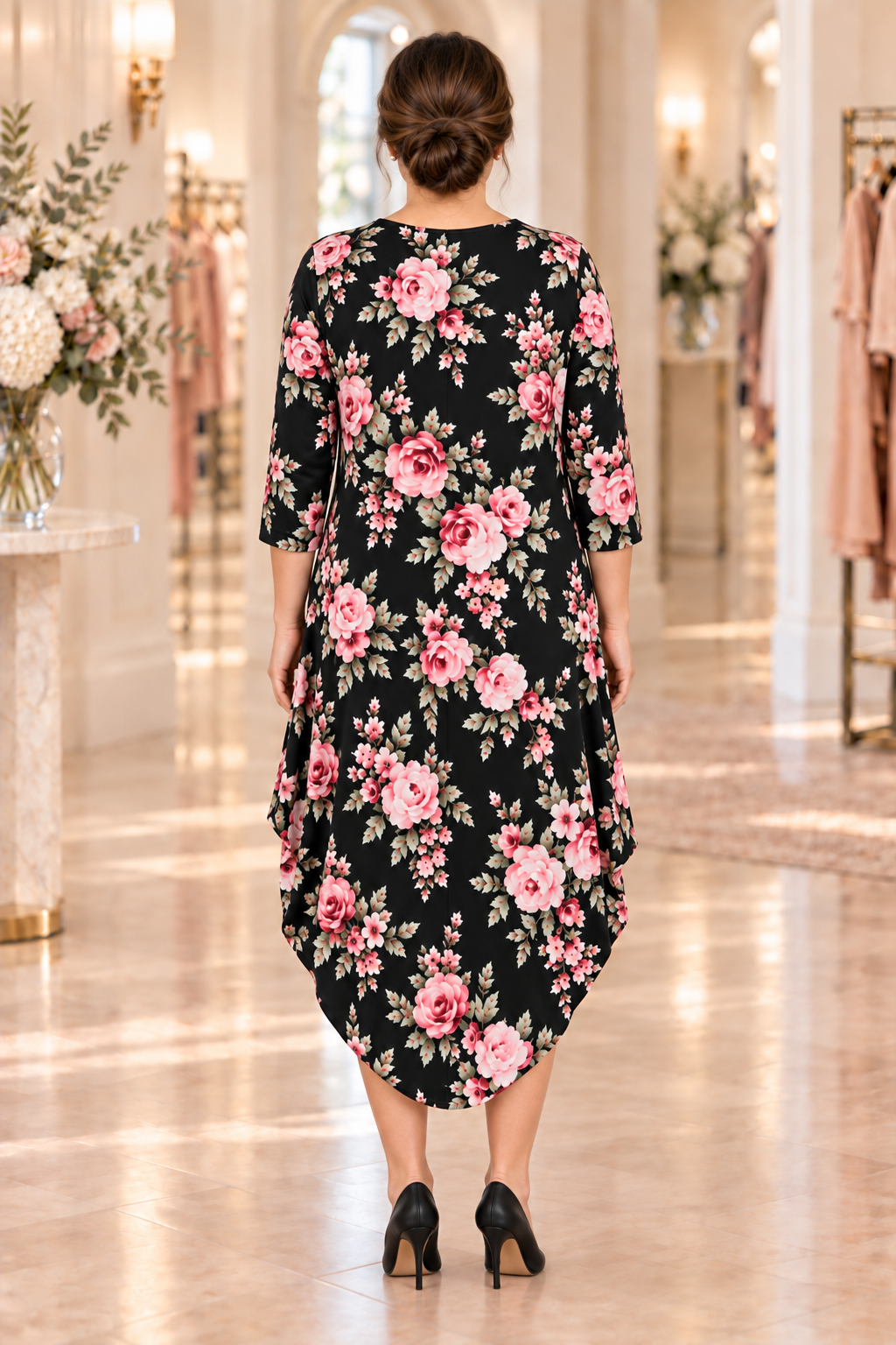 NEW! "Rosalie" Black Side Drape Dress: S-XL (Generous Fit!) Arriving In Stock: 10/1