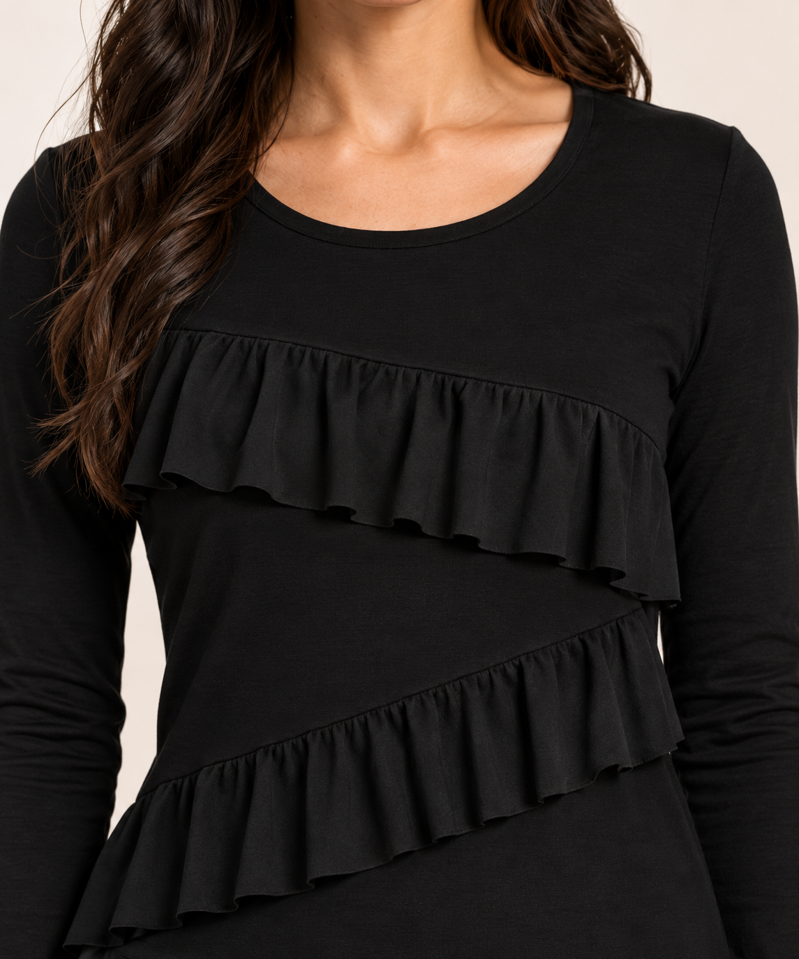 Black "Flounce" Top:  Medium (FINAL SALE! Cannot Be Returned!)