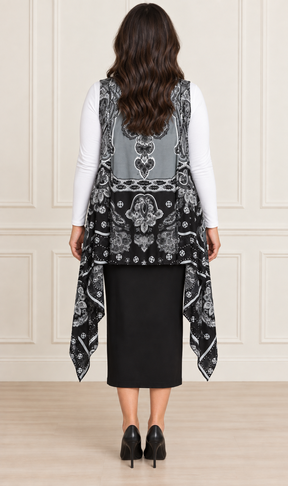 NEW! Black/Gray Print "Spandex" Vest (One Size Fits Most Up To 1X)