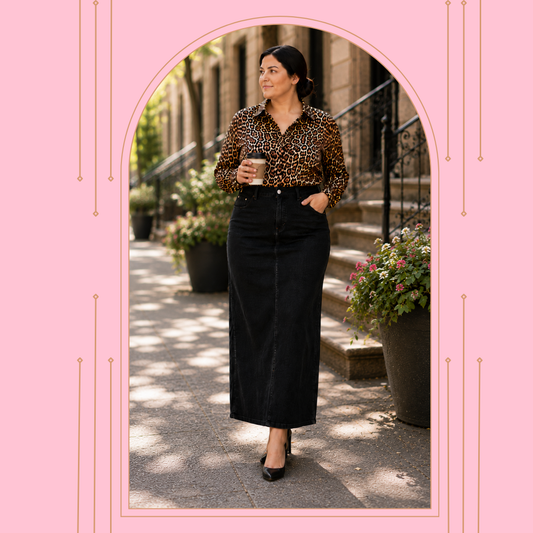 "Charity"  Black Maxi Jean Skirt: S-3X