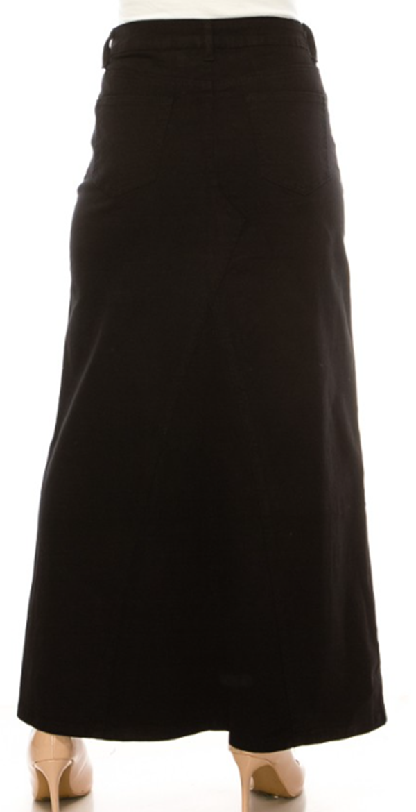 NEW! "Charity"  Black Maxi Jean Skirt: S-3X  Arriving In Stock: 1/10