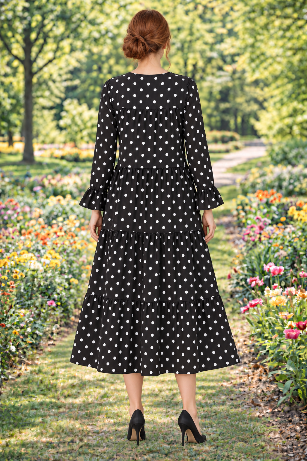 New! "Amelia" Black Polka Dot Dress: S-3X  Arriving in Stock: 9/16
