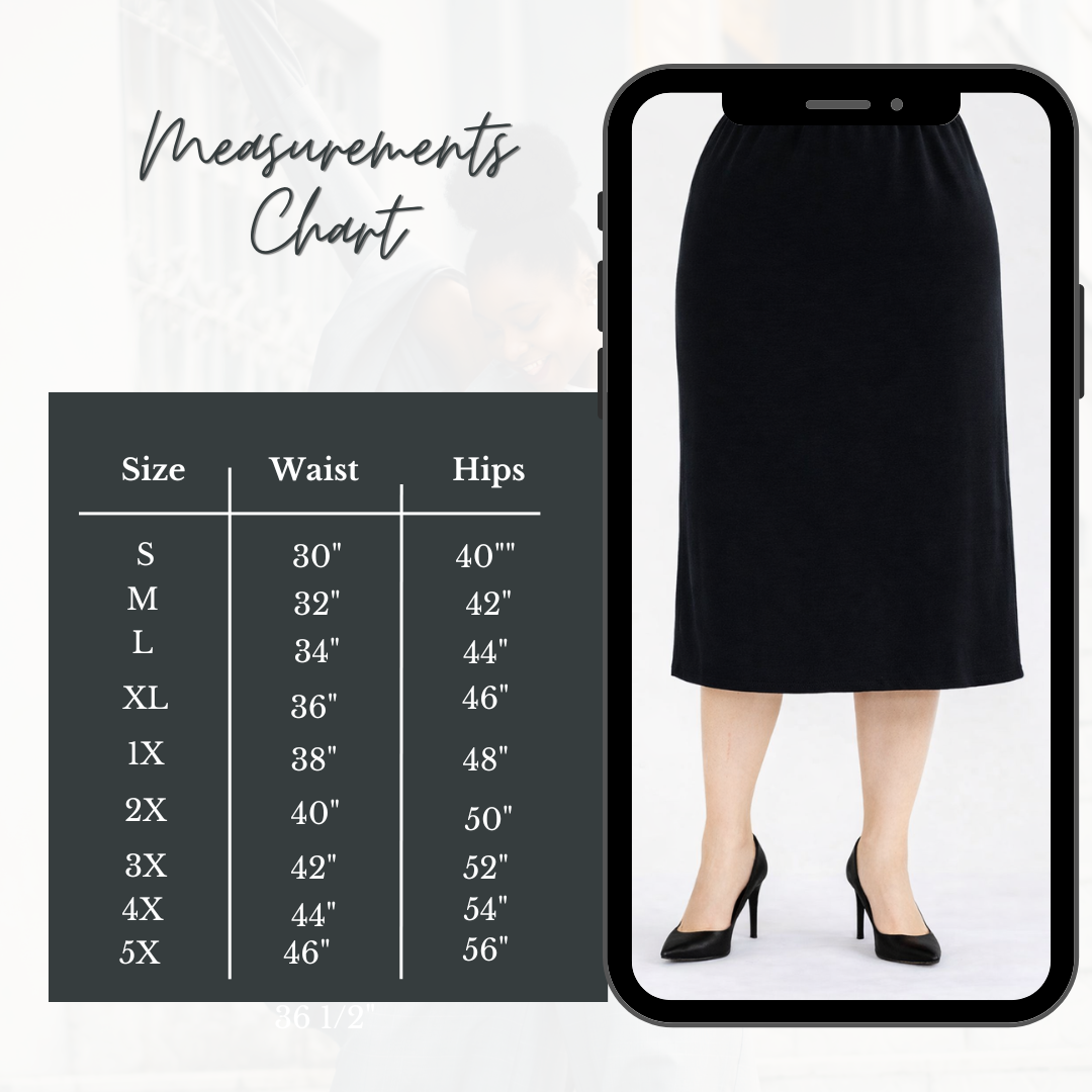 Black Skirt: 31" Length: S-5X