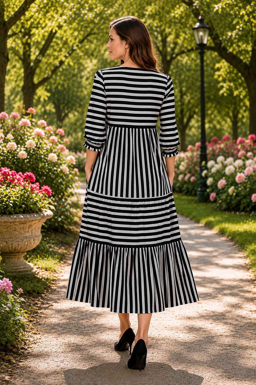 Pre-Order: NEW! "Betsey" Black/White Stripe Dress: S-3X Arriving in Stock 6/12 & Late June