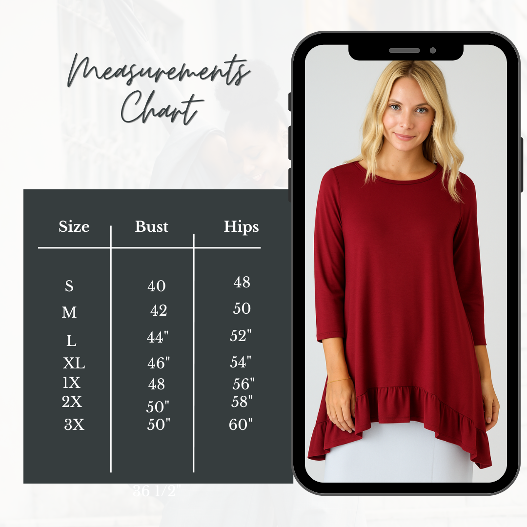 NEW! (PRE-ORDER) "Blackberry" Ruffle Top: S-3X  Arriving In Stock: 9/18