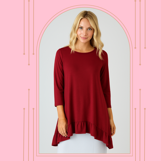 NEW! (PRE-ORDER) "Blackberry" Ruffle Top: S-3X  Arriving In Stock: 9/18