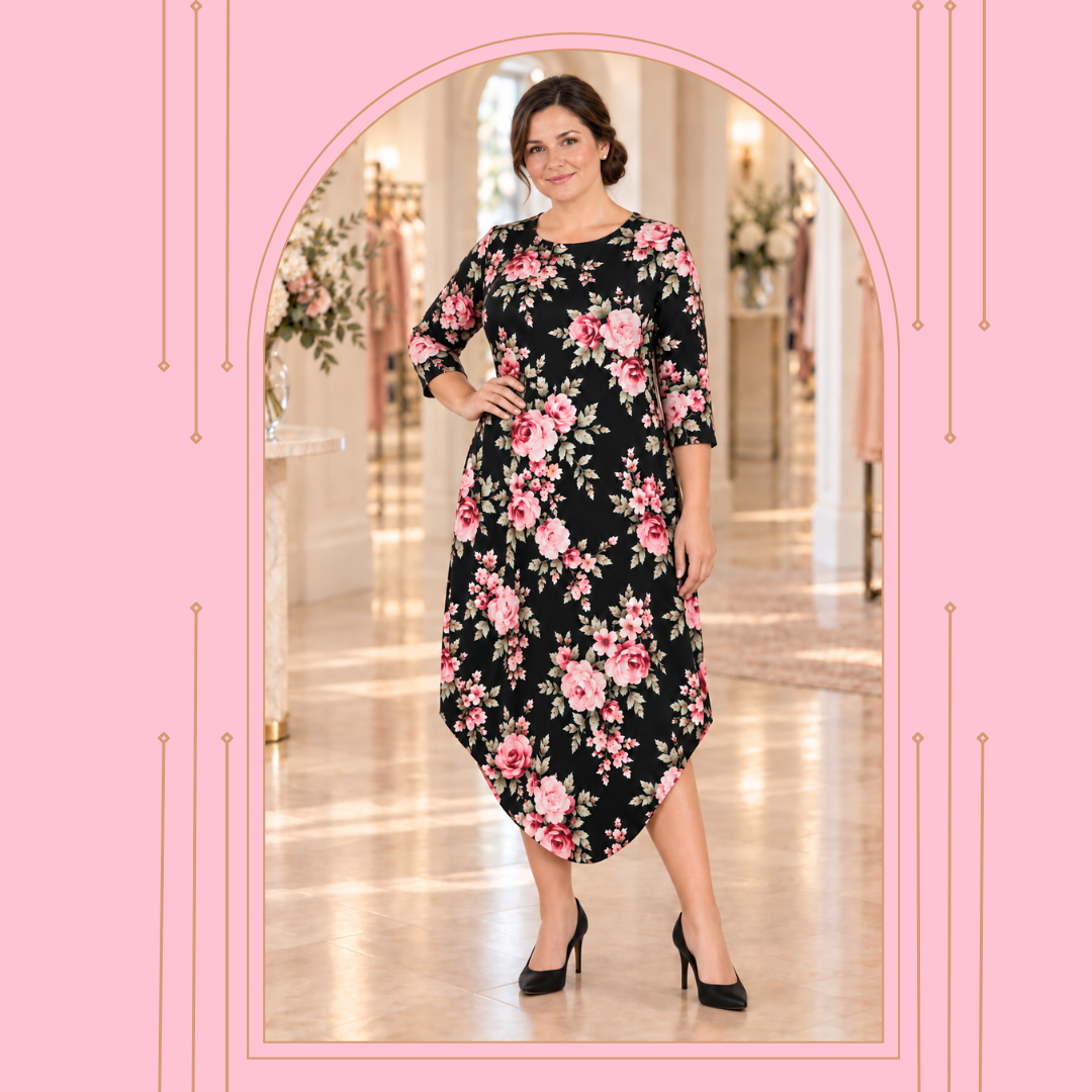 NEW! "Rosalie" Black Side Drape Dress: S-XL (Generous Fit!) Arriving In Stock: 10/1
