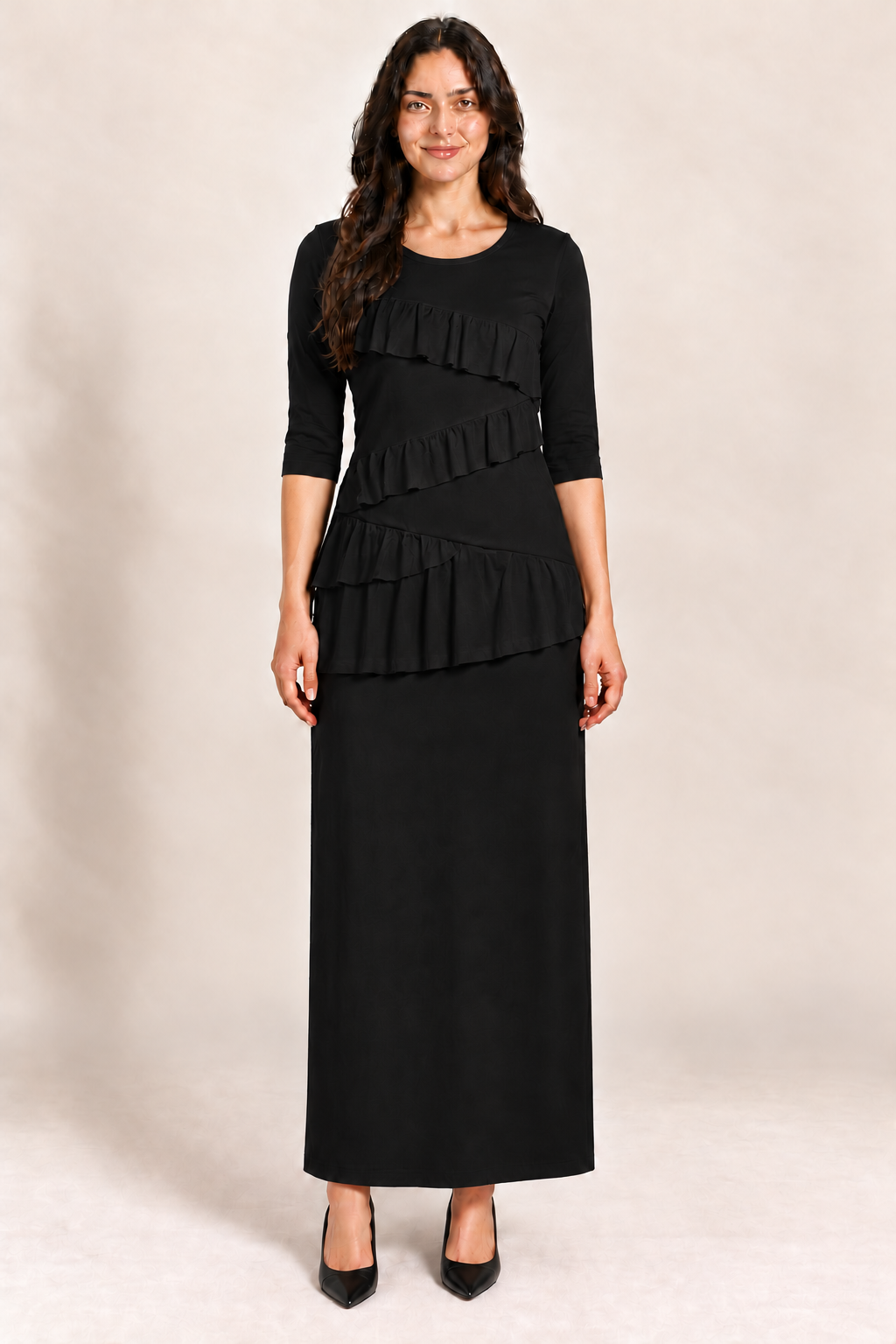 Black "Flounce" Top:  Medium (FINAL SALE! Cannot Be Returned!)