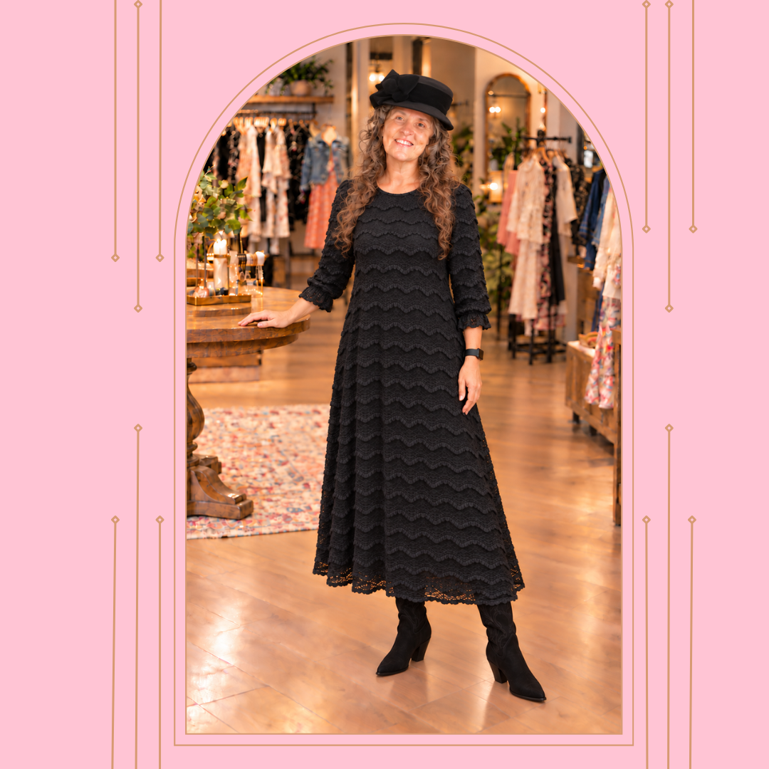 New! "Clara" Black Lace Dress! S-3X  Arriving in Stock: 11/4