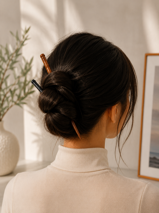 NEW! Black Or Brown Wooden Hair Sticks (Sold in Pairs of Two)
