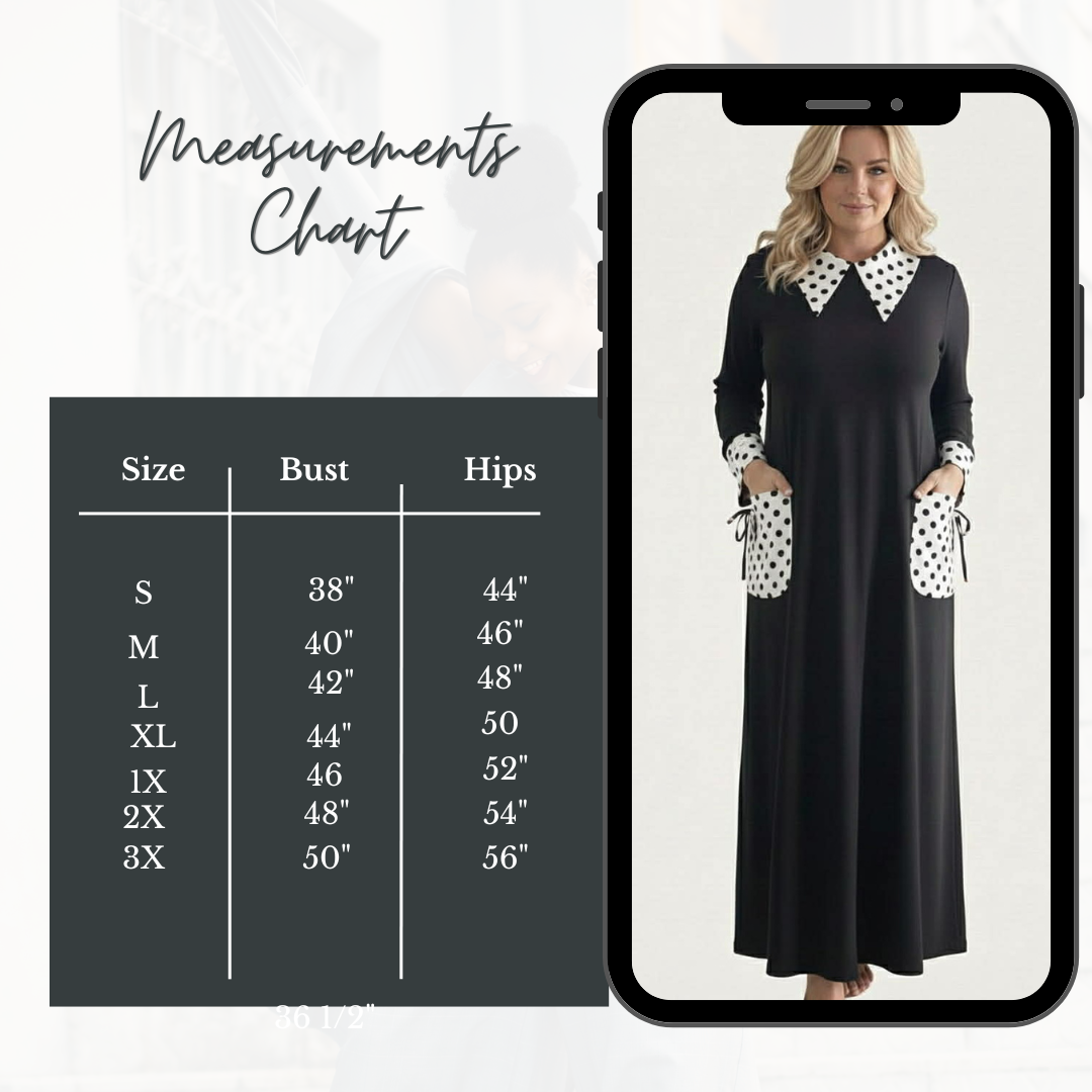 PRE-ORDER-  NEW! "Sylvia"  Black/Polka Dress S-3X (Arriving In Stock Mid January)