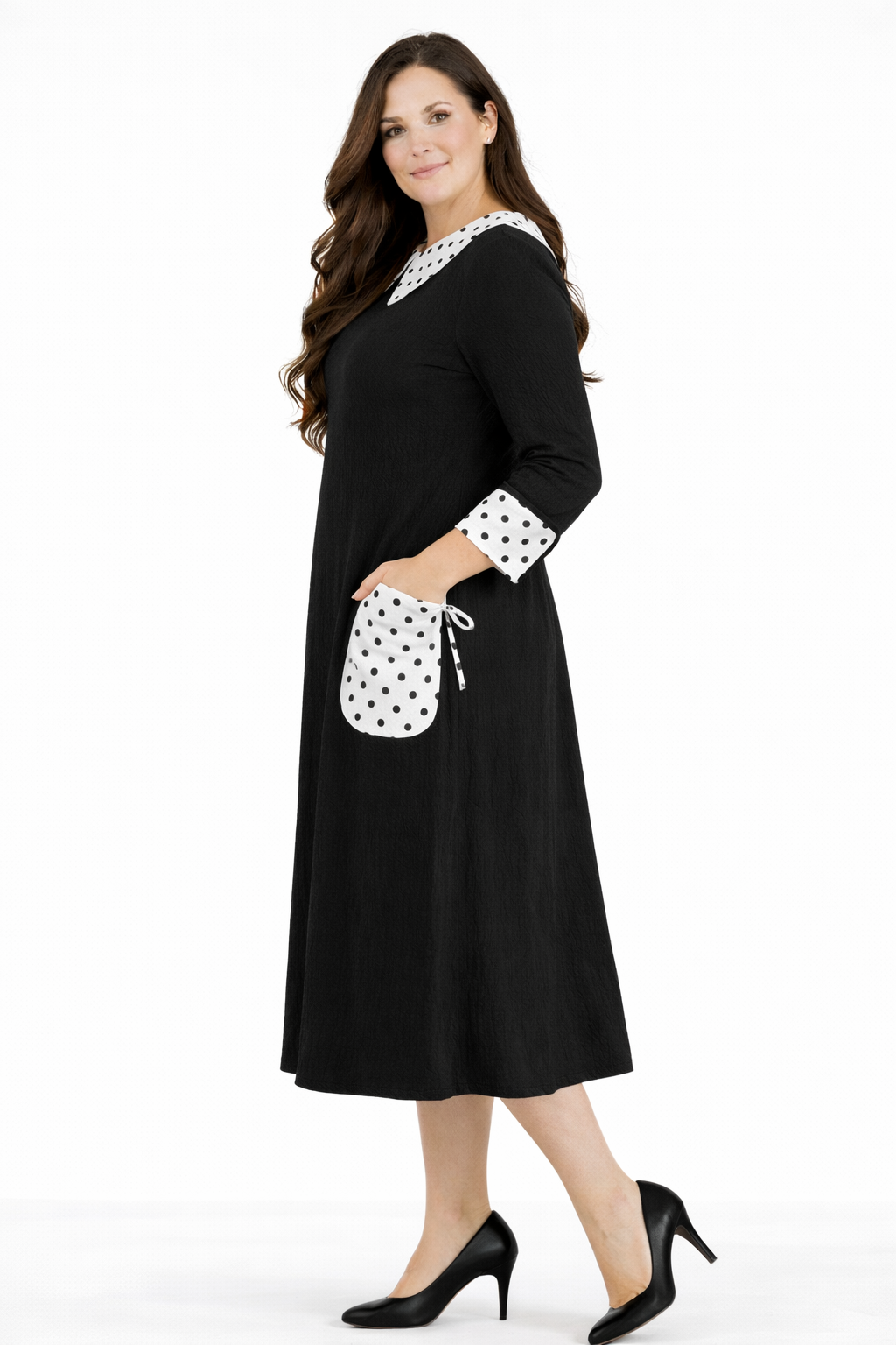 NEW! "Sylvia"  Black/Polka Dress S-3X