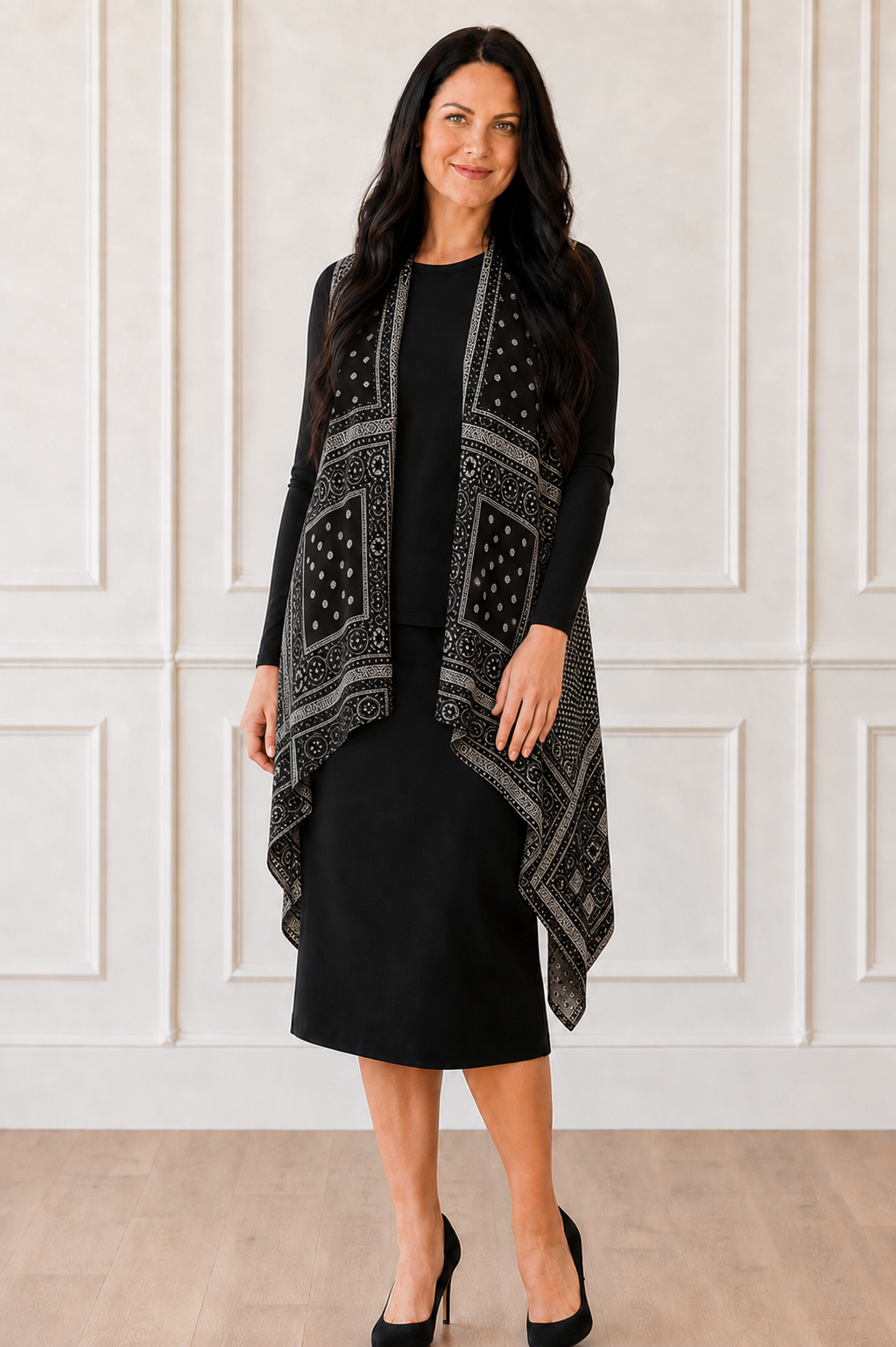 NEW Black Multi Print Vest! (One Size Fits Most Up to 1X)