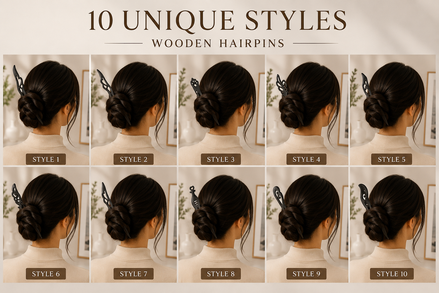 NEW! Black Wooden Hair Sticks (Sold In Pairs of Two) 10 Styles!!!