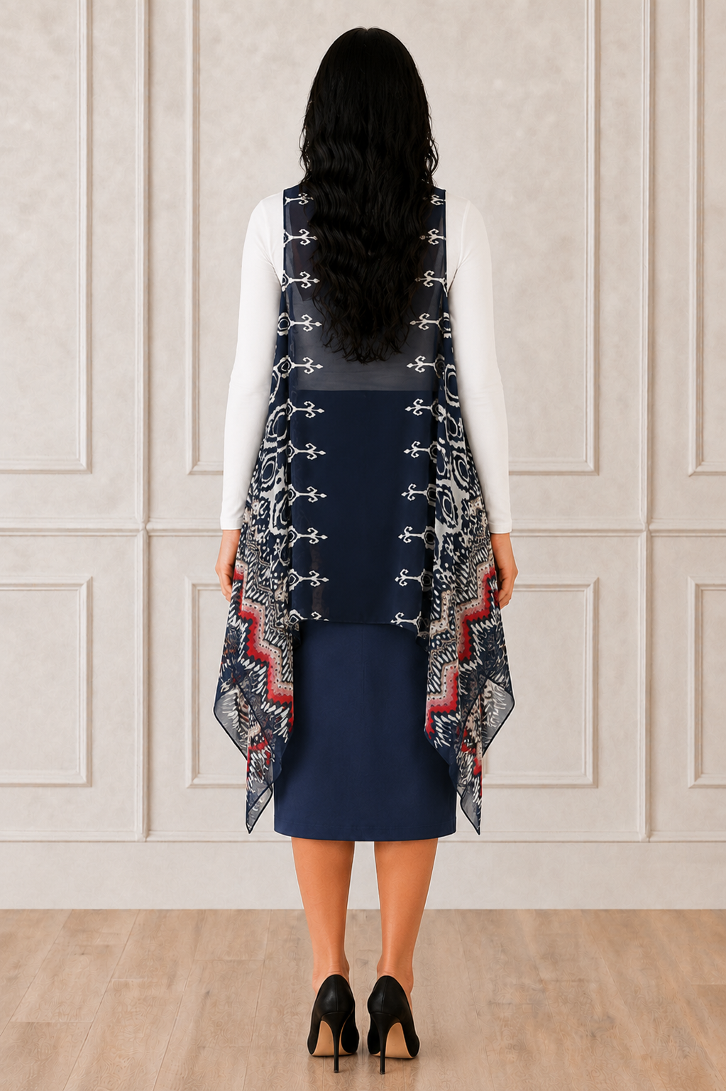 NEW! Blue Abstract Print Vest (One Size Fits Most Up to 1X)