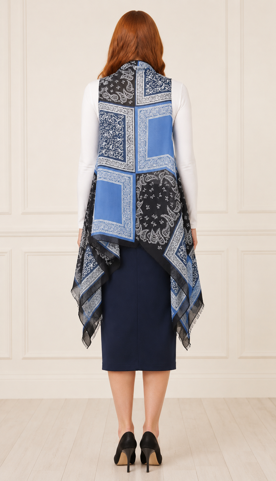 NEW! Blue "Bandana" Long Vest (One Size Fits Most Up to 1X)