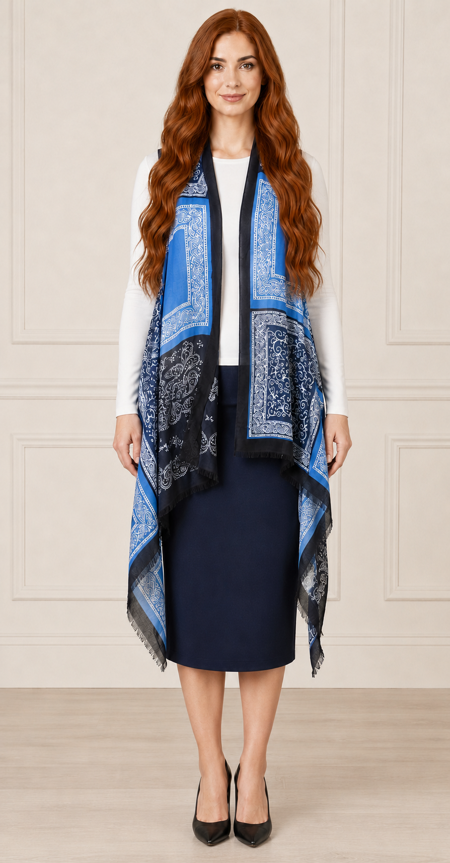 NEW! Blue "Bandana" Long Vest (One Size Fits Most Up to 1X)