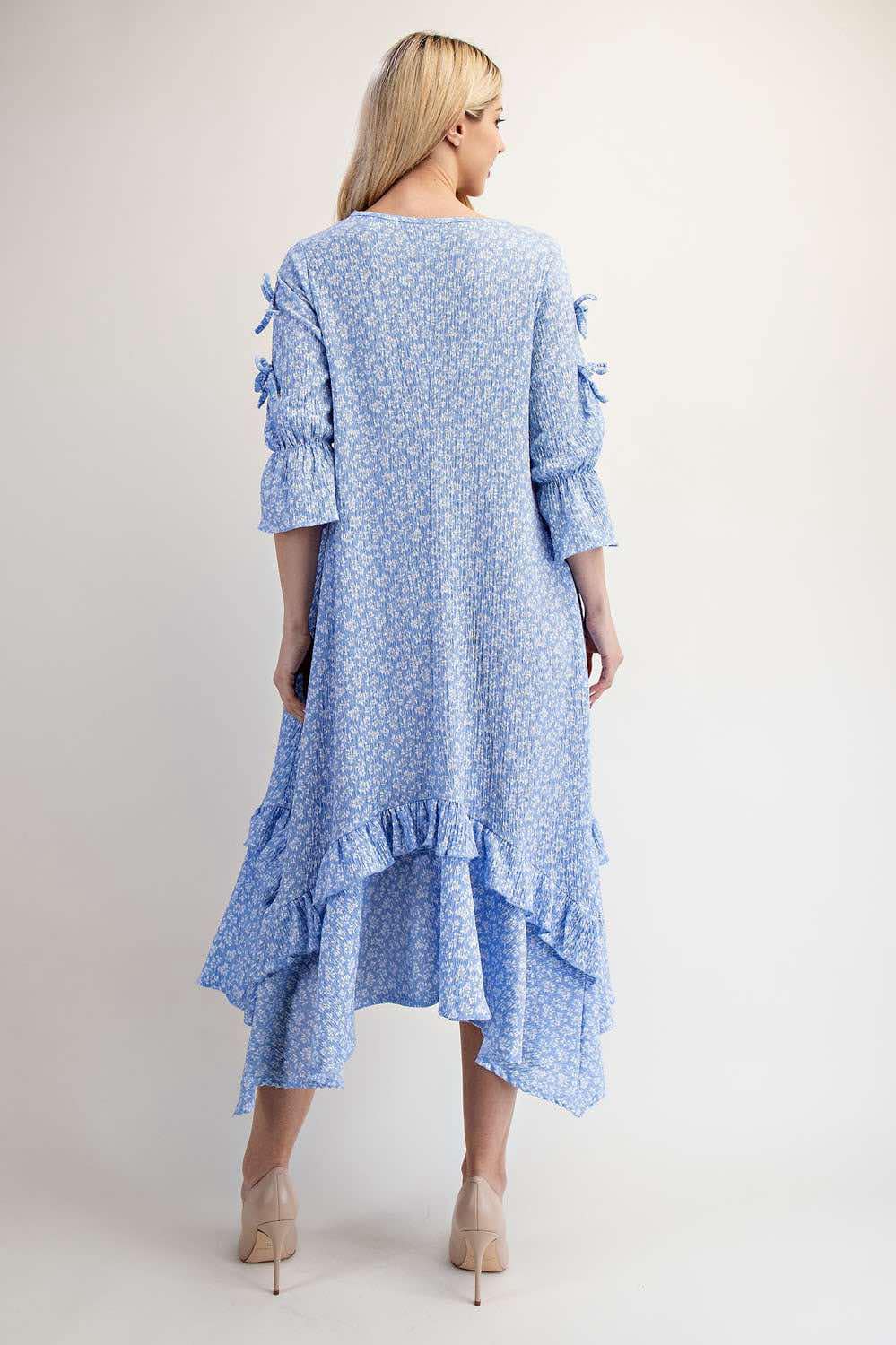 NEW!  Pre-Order: Periwinkle Blue Print Dress: 1X-3X  Arriving in stock: 5/15